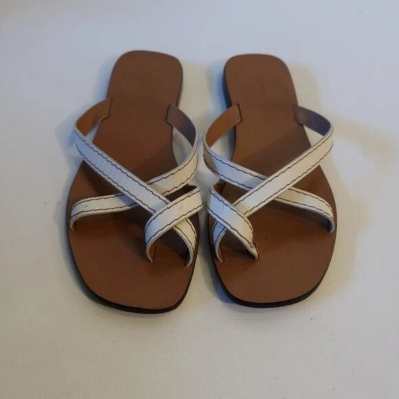 Womens Zimmermann White Strappy Leather Flat Toe Ring Sandals 38 US/8 * - Picture 1 of 8